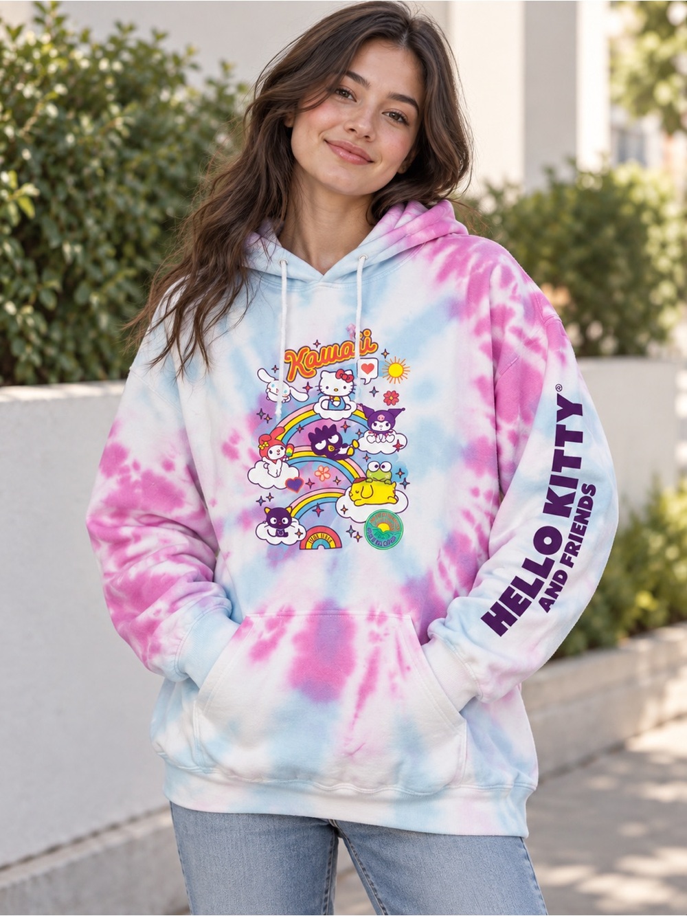 NWT New Hello Kitty Characters Spiral Wash Womens Hoodie Size XL